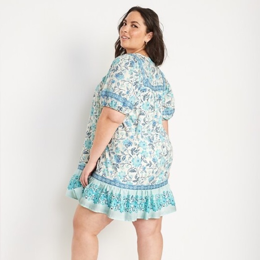 Old Navy Puff-Sleeve Printed Mini Swing Floral Dress